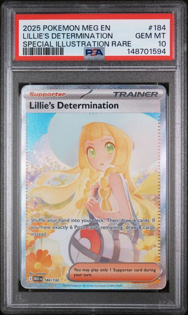 2025 POKEMON MEGA EVOLUTION LILLIE'S DETERMINATION #184 PSA 10