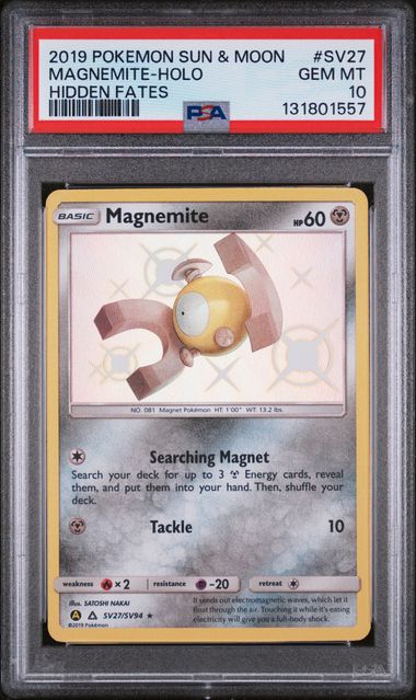 2019 POKEMON SUN & MOON HIDDEN FATES MAGNEITE #SV27 PSA 10