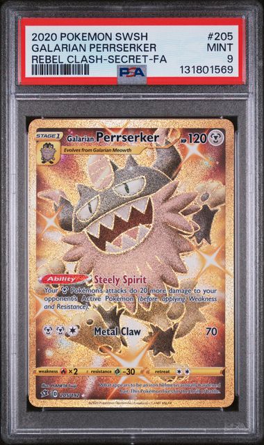 2020 POKEMON REBEL CLASH  GALARIAN PERRSERKER #205 PSA 9