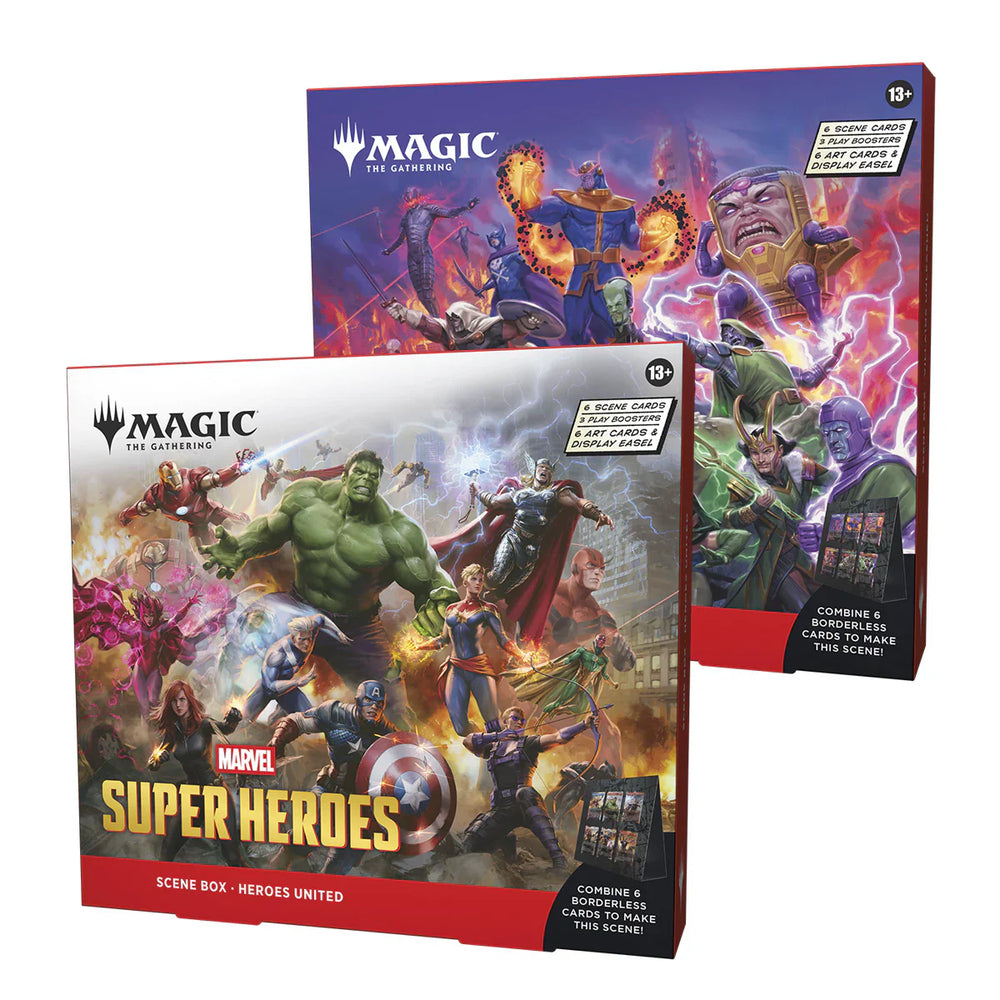 Magic: The Gathering Marvel Super Heroes Scene Box (EN) Set Bundle Heroes United Villains Unleashed