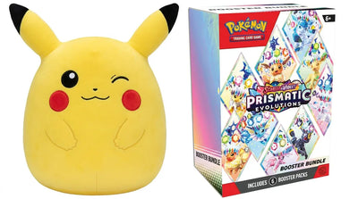 Pokémon TCG Scarlet & Violet — Prismatic Evolutions Booster Bundle + Squishmallows 10" Winking Pikachu