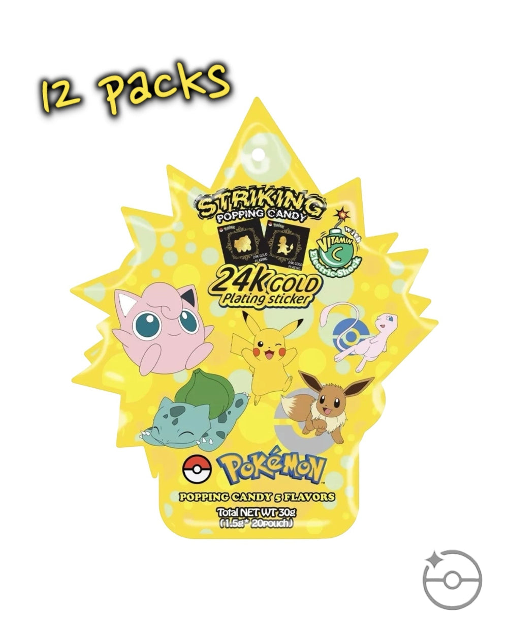 Pokémon Striking Popping Candy 12-Pack Bundle with 24K Gold Sticker Korean [Discontinued]