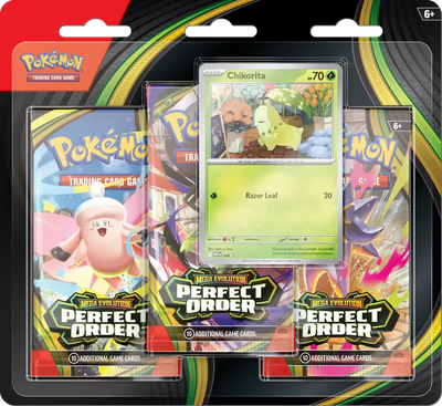 Pokémon TCG: Mega Evolution—Perfect Order 3-Pack Blister [Chikorita Promo]
