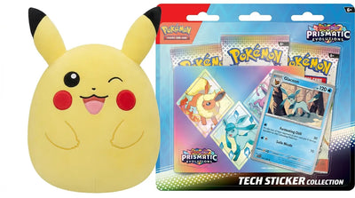Pokémon TCG: Prismatic Evolutions Tech Sticker Collection Glaceon + Squishmallows 10" Pikachu Bundle