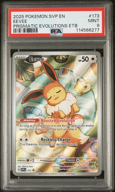 2025 POKEMON SVP EN-SV BLACK STAR PROMO EEVEE PRISMATIC EVOLUTIONS ETB #173 PSA 9