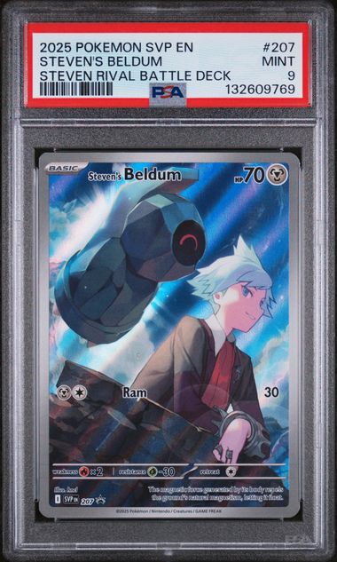 2025 POKEMON SVP EN-SV BLACK STAR PROMO STEVEN'S BELDUM STEVEN RIVAL BATTLE DECK #207 PSA 9