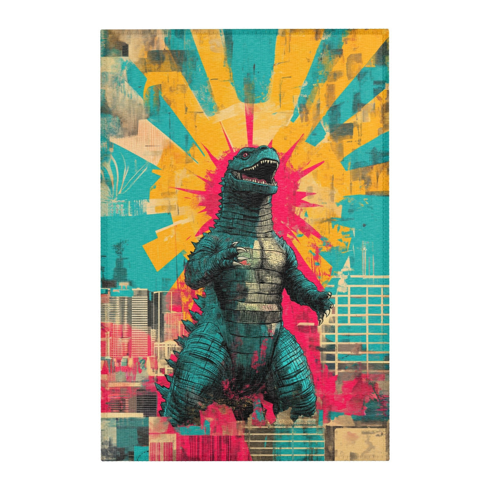 Retro Godzilla Area Rug – Japanese Kaiju Monster Decor for Living Room, Game Room & Collector Spaces