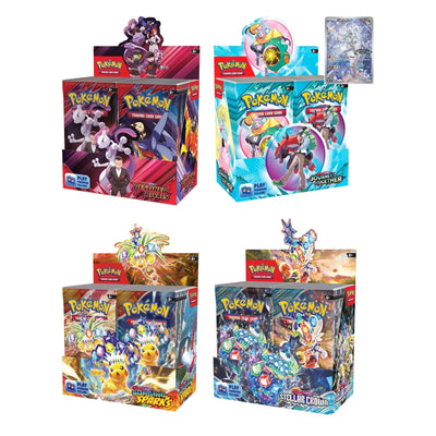 Pokemon - RIP N SAVE BUNDLE - Destined Rivals / Journey Together / Surging Sparks / Stellar Crown -  Booster Boxes - 36 Packs Each (PRE-ORDER MAY 30)