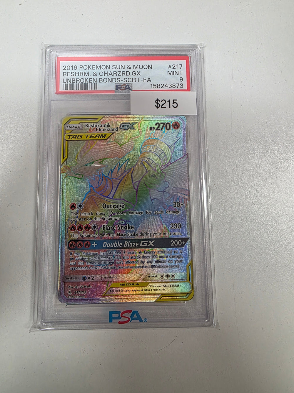 Pokemon Charizard & Reshiram GX 217/214 PSA 9