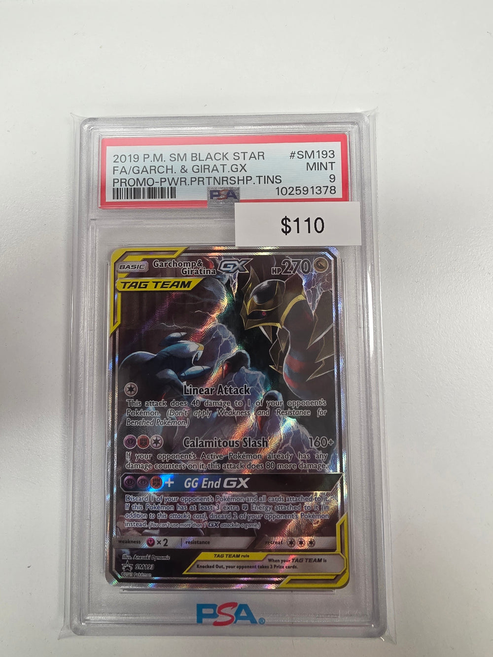 Pokemon Garchomp & Giratina GX SM193 PSA 9