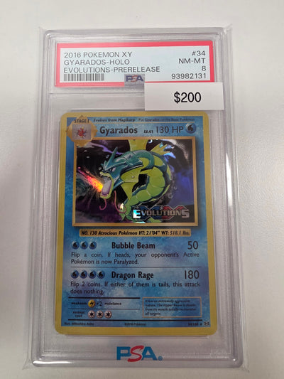 Pokemon Gyarados pre release stamp 34/108 PSA 8