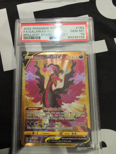 Pokemon: PSA 10 Galarian Moltres V Secret Rare Brilliant Stars