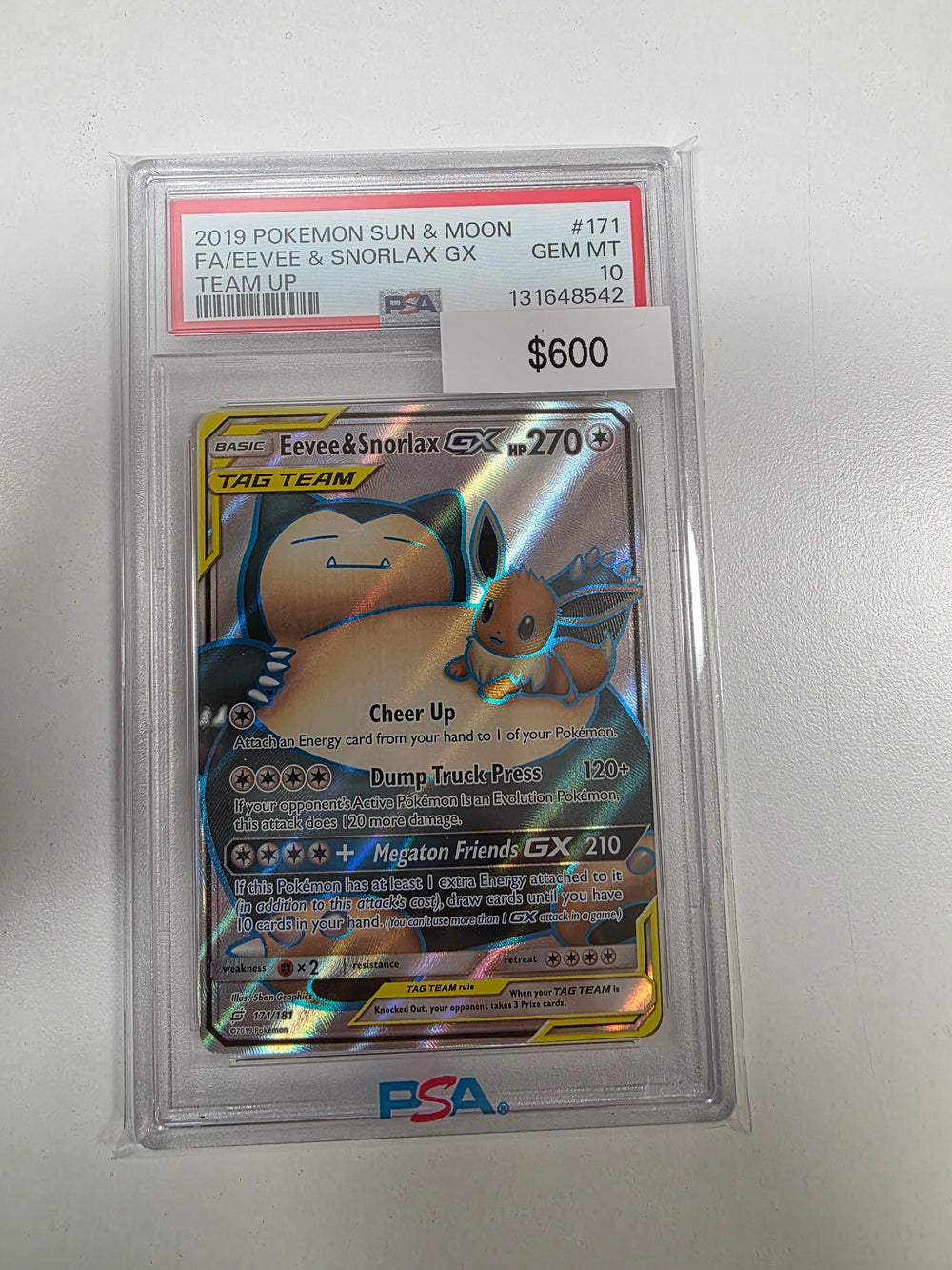 Pokemon Eevee & Snorlax GX 171/181 PSA 10
