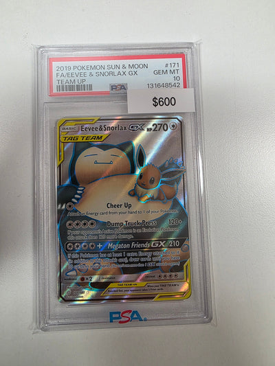 Pokemon Eevee & Snorlax GX 171/181 PSA 10