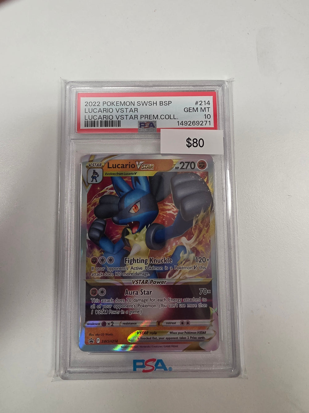 Pokemon Lucario Vstar swsh214 PSA 10