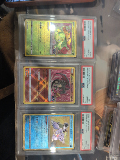 Pokemon: PSA 10 Radiant Charizard, Blastoise & Venusaur Pokemon GO Trio