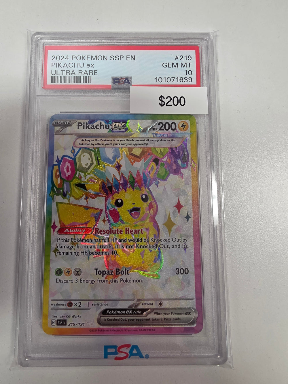 Pokemon Pikachu ex 219/191 PSA 10