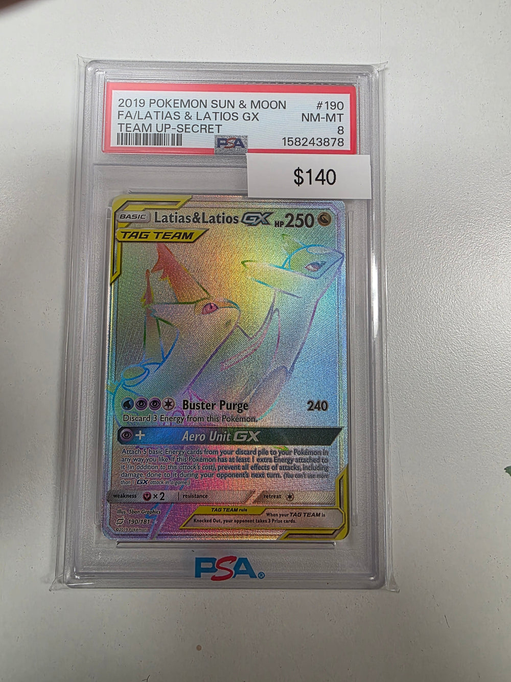 Pokemon Latias & Latios GX 190/181 PSA 8