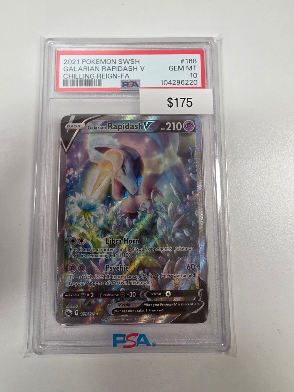 Pokemon Galarian Rapidash V 168/198 PSA 10