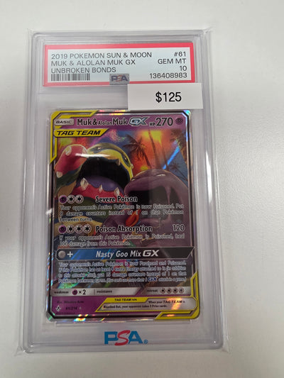 Pokemon Muk & Alolan Muk 61/214 PSA 10