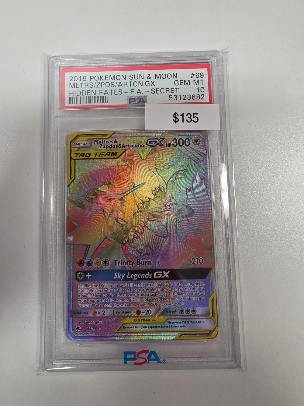 Pokemon Moltres & Zapdos & Articuno GX 69/68 PSA 10