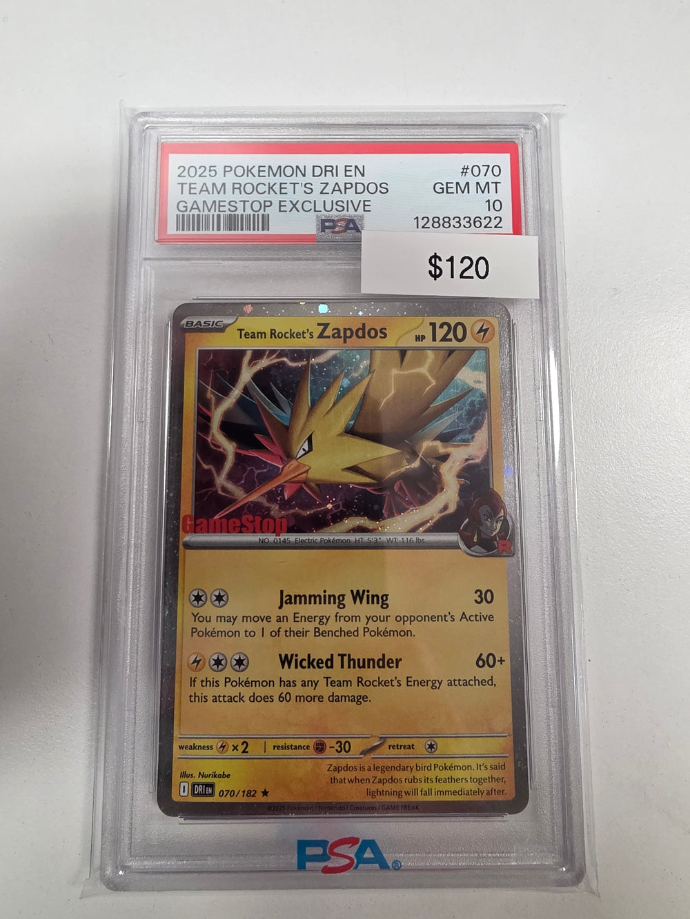 Pokemon GameStop stamp Zapdos 070/182 PSA 10