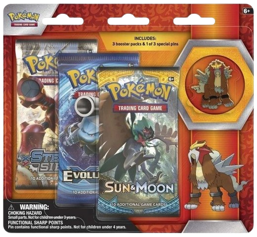 Legendary Beasts Entei Pin 3-Pack Blister