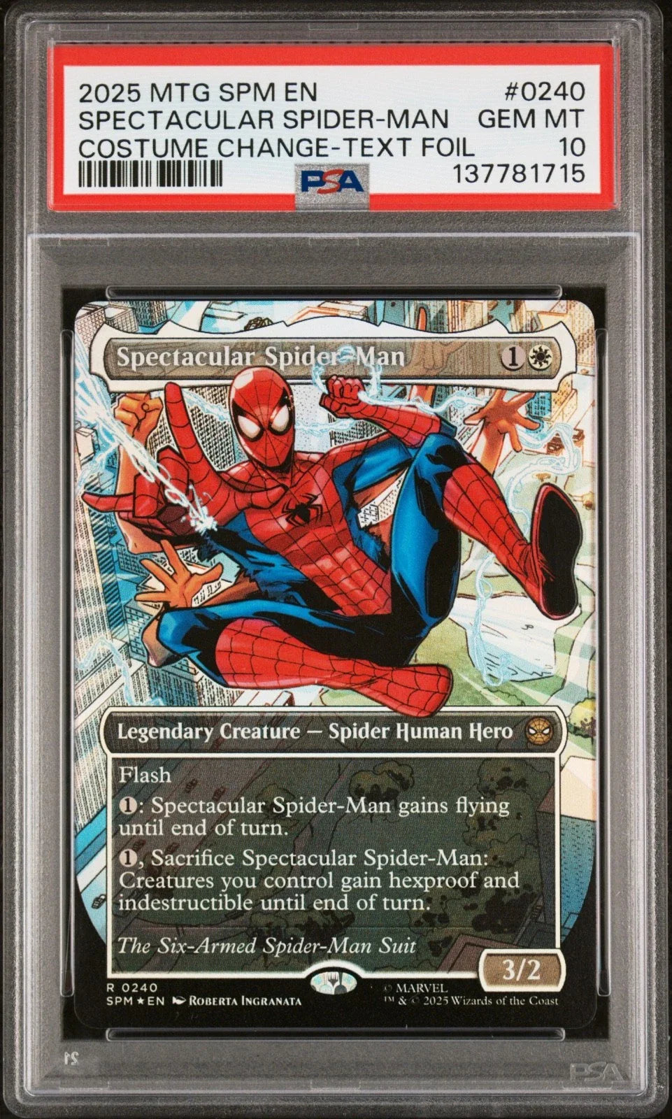 2025 MTG Marvel's Spider-Man 0240 Spectacular Spider-Man Costume Change - PSA Graded Card