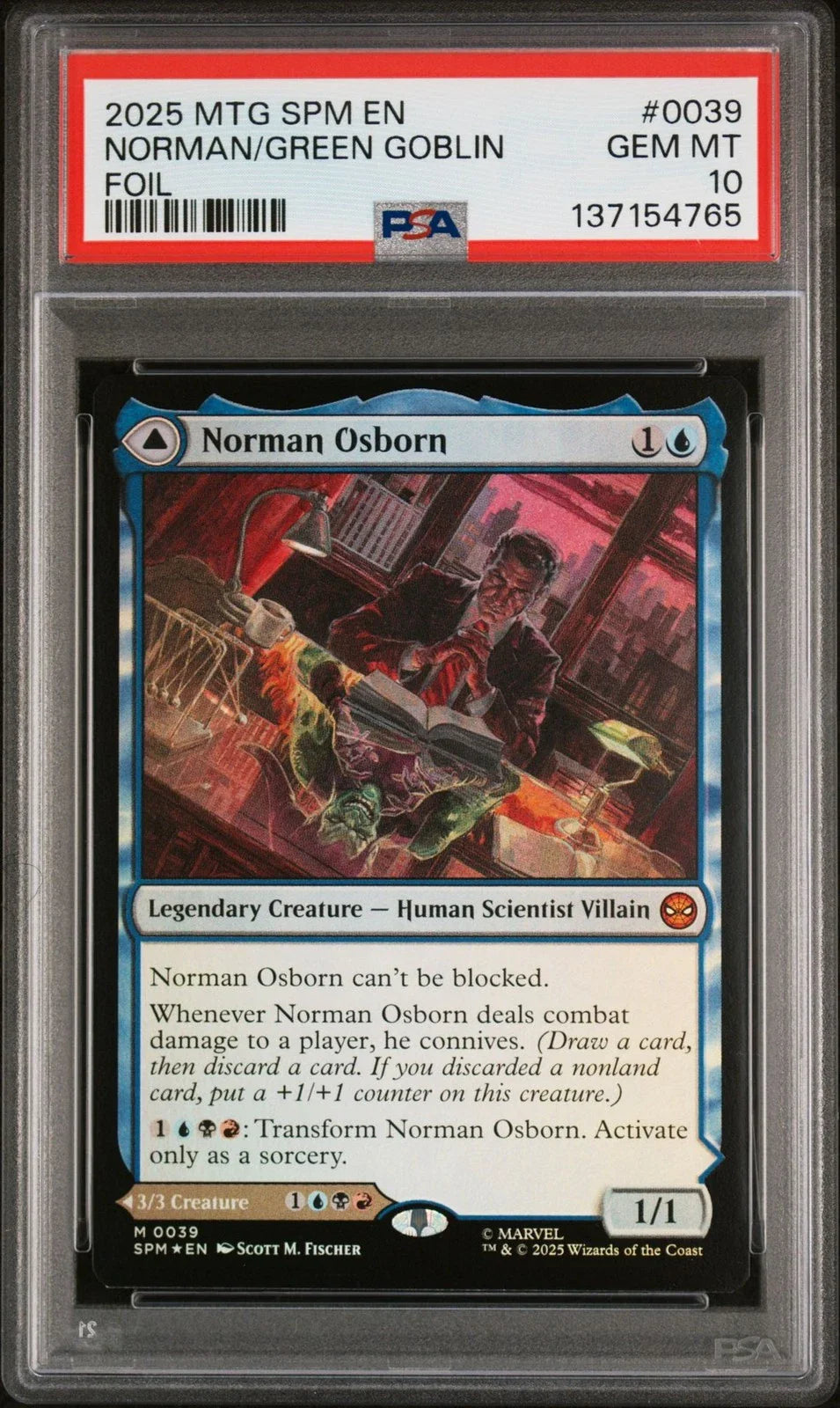 2025 Magic MTG Marvel's Spider-man 0039 Green Goblin/Norman Osborn Foil - PSA Graded Card