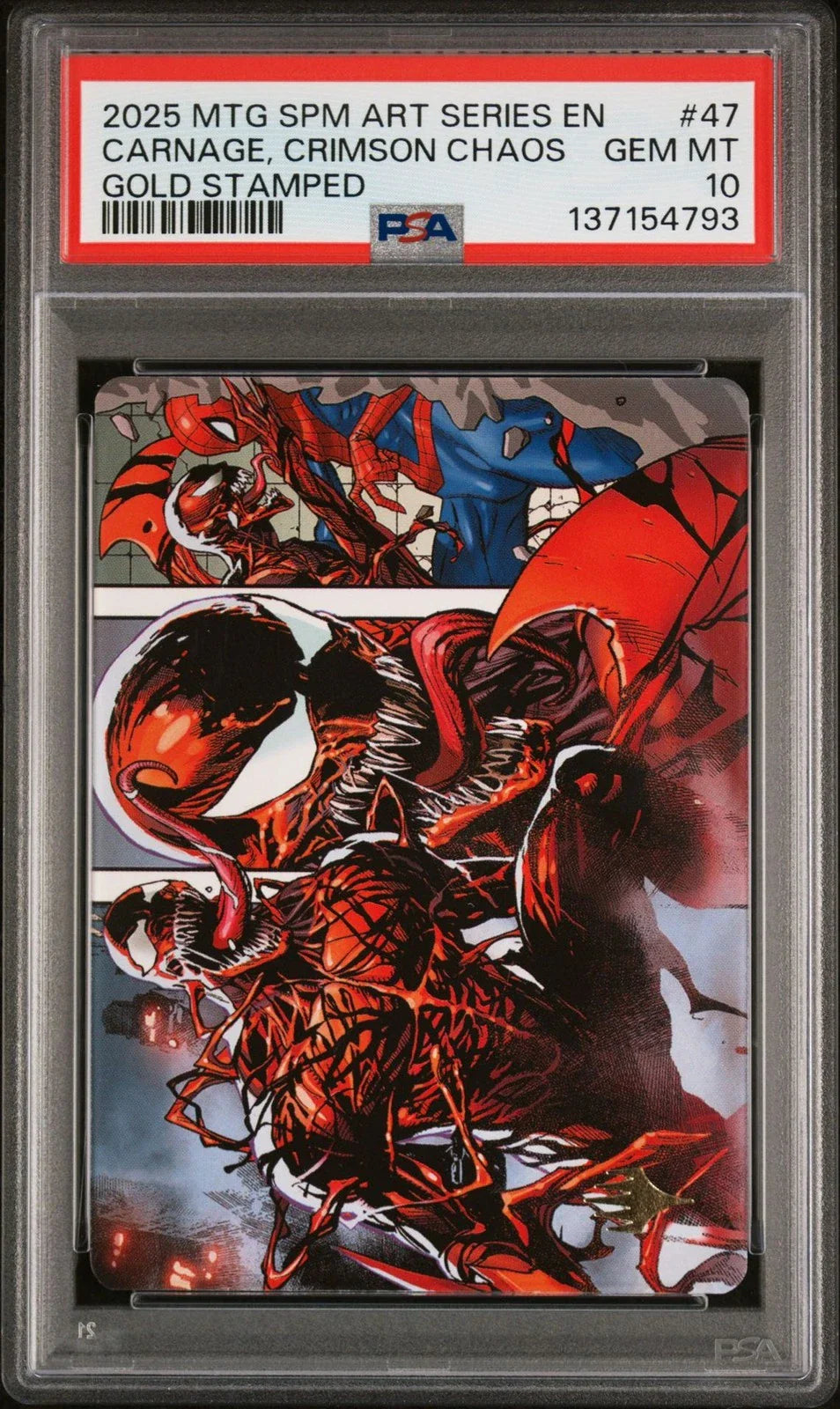 2025 MTG Marvel's Spider-man Art Series 47 Carnage Gold Stamped - PSA Graded Card